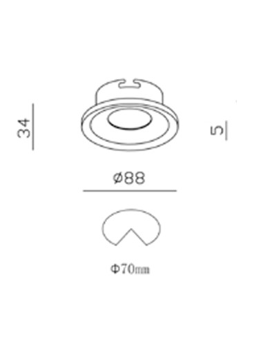 Aro fijo antideslumbrante redondo Ø88mm nc2002r