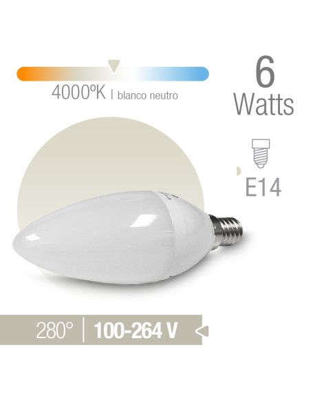 Bombilla E14 C37 vela 6W