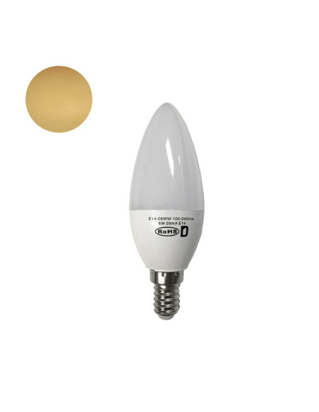Bombilla E14 C37 vela 6W