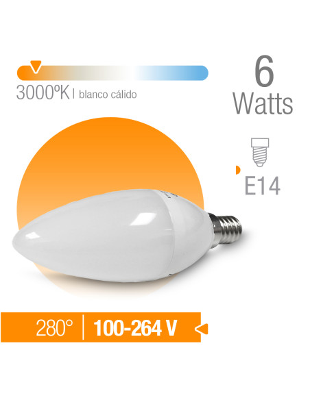 Bombilla E14 C37 vela 6W