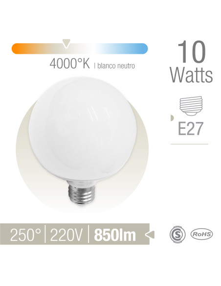 Bombilla LED E27 Globo 15W Blanco 806lm