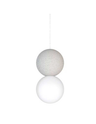 Colgante CRETA cemento con 1 globo opal