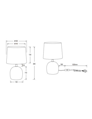 Lámpara de mesa con pantalla Malu para E14