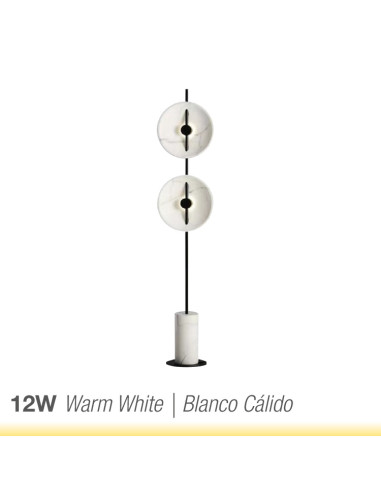 Lámpara de pie 12W, Negro Mate, Blanco Cálido 3000K 744lm, D-30cm