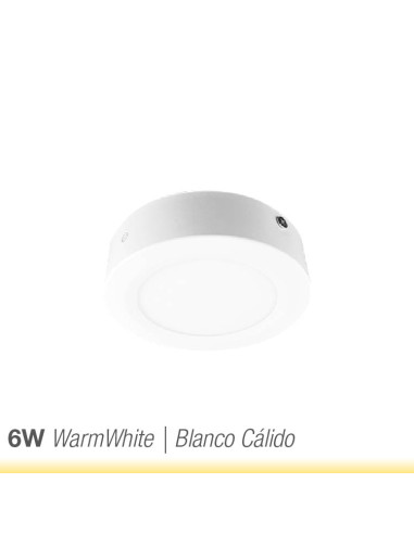 Plafón LED redondo blanco de 12cm, 6W 390lm, aplicar