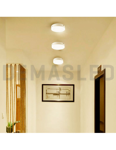 Plafón LED redondo blanco de 12cm, 6W 390lm, aplicar