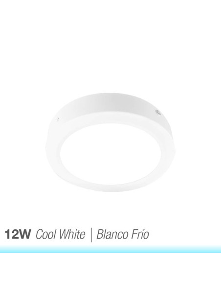 Plafón LED redondo blanco de 17cm 12W 900lm de aplicar
