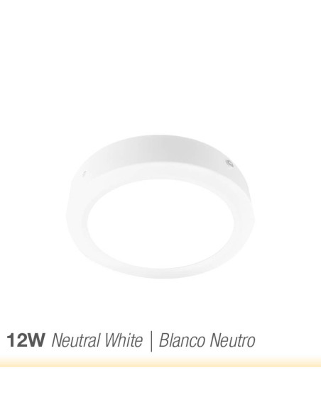 Plafón LED redondo blanco de 17cm 12W 900lm de aplicar