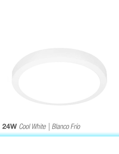 Plafón LED redondo blanco de 30cm, 24W 1920lm, de aplicar