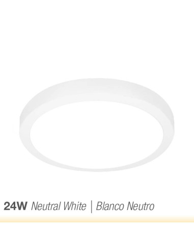 Plafón LED redondo blanco de 30cm, 24W 1920lm, de aplicar