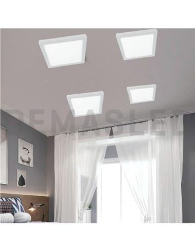 Plafón LED cuadrado de superficie 18W 1440lm 22x22cm 100-240V