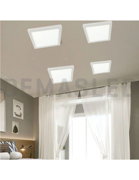 Plafón LED cuadrado de superficie 18W 1440lm 22x22cm 100-240V