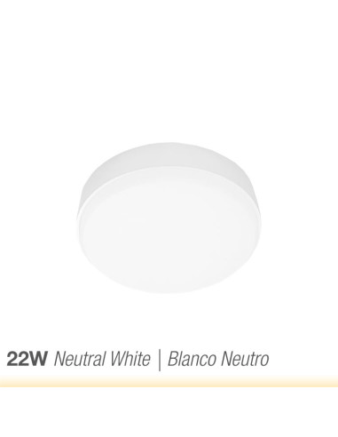 Plafón LED redondo FRAMELESS de 17cm, 22W 1870lm, de aplicar