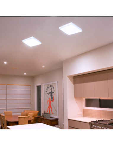 Plafón LED cuadrado FRAMELESS de 22x22cm, 42W 3570lm, Aplicar