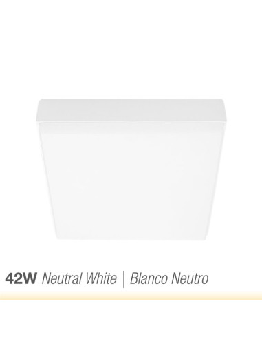 Plafón LED cuadrado FRAMELESS de 22x22cm, 42W 3570lm, Aplicar