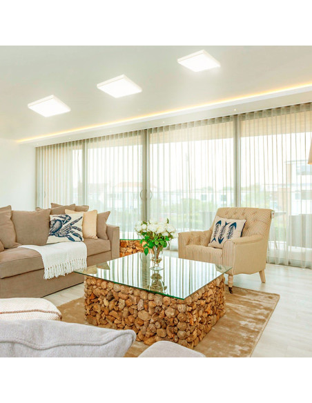 Plafón LED cuadrado FRAMELESS de 22x22cm, 42W 3570lm, Aplicar