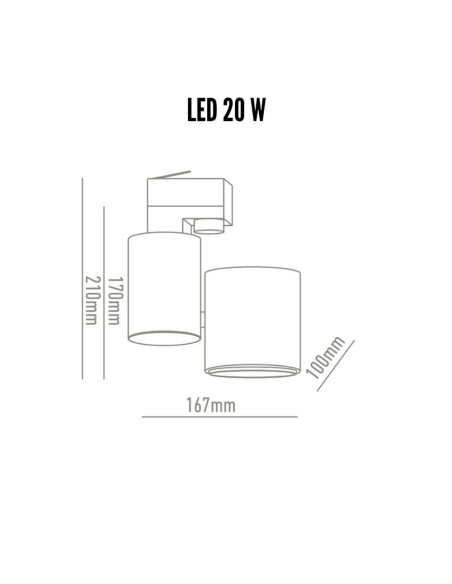 Foco carril trifásico 20W 38º LC1562