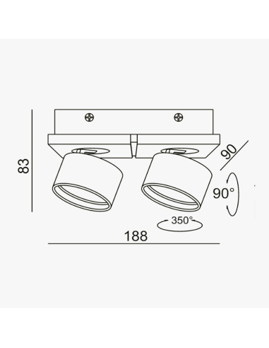 Aplique orientable 10W 60º 3000K 2 luces LC258