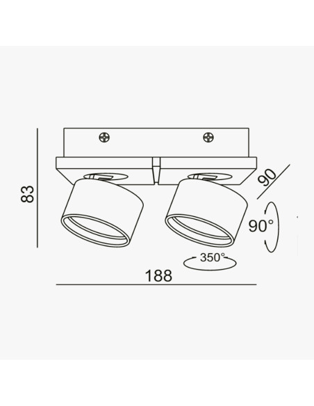 Aplique orientable 10W 60º 3000K 2 luces LC258