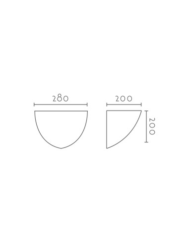 Aplique de pared modelo ESFERA CORNER 280 - 1xE27 en color Blanco para 1xE27 (no incluida)