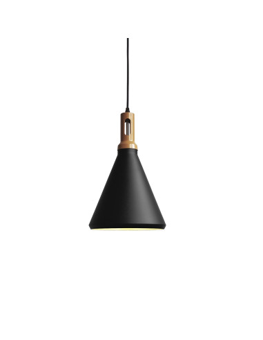 Lámpara colgante modelo MD4627-BK en color Negro, Pintura Imitación Madera para 1xE27 (no incluida)