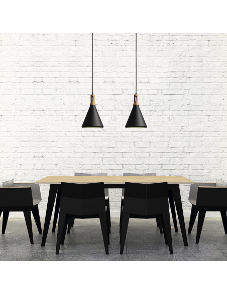 Lámpara colgante modelo MD4627-BK en color Negro, Pintura Imitación Madera para 1xE27 (no incluida)