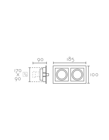 Empotrable modelo ARO RCGUR2-WH en color Blanco para 2xGU10 (no incluida)
