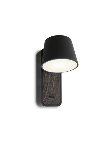 Aplique de pared modelo MB6132-BKN en color Negro, Nogal