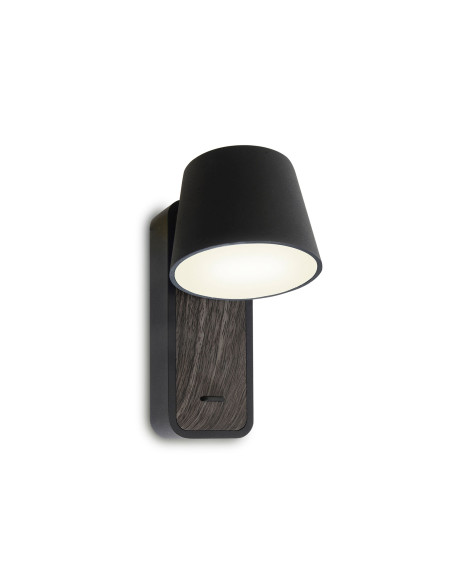 Aplique de pared modelo MB6132-BKN en color Negro, Nogal