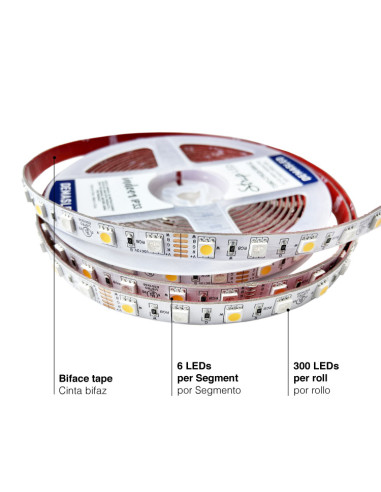 Tira LED SMD5050 12V 12W/m, 60 LEDs/m, 5m