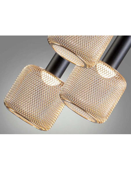 LÁMPARA 3 LUCES SINCRO NEGRO Y ORO