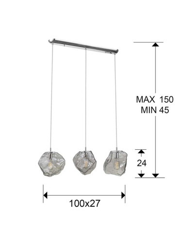 LÁMPARA 3 LUCES PETRA CROMO E27