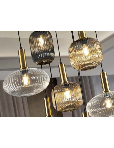 NORMA LÁMPARA 9 LUCES NEGRO LATON