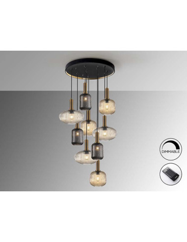 NORMA LÁMPARA 9 LUCES NEGRO LATON DIMABLE