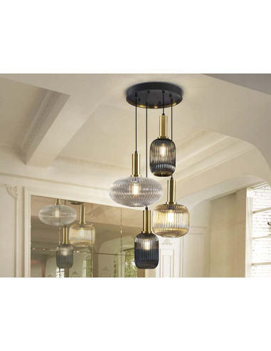 NORMA LÁMPARA 4 LUCES NEGRO LATON
