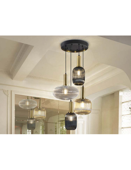 NORMA LÁMPARA 4 LUCES NEGRO LATON