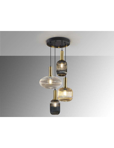 NORMA LÁMPARA 4 LUCES NEGRO LATON