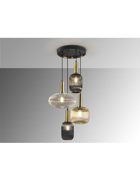 NORMA LÁMPARA 4 LUCES NEGRO LATON