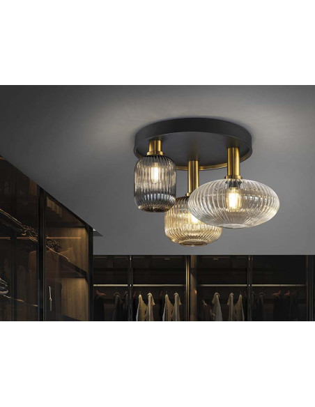 NORMA PLAFÓN 3 LUCES NEGRO LATON