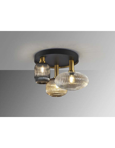 NORMA PLAFÓN 3 LUCES NEGRO LATON