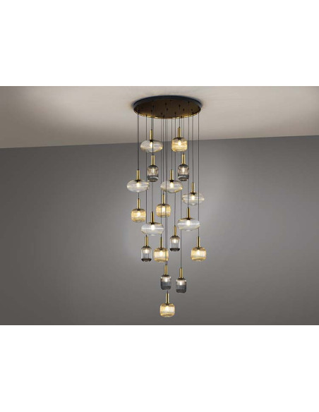 NORMA LÁMPARA 18 LUCES NEGRO LATON DIMABLE