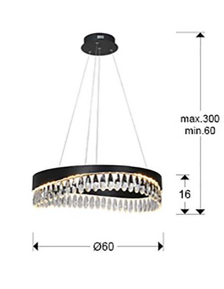 SELENE LÁMPARA Ø60 NEGRO CRISTAL