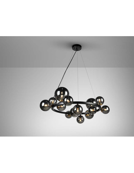 LÁMPARA 14 LUCES ASTROS NEGRO