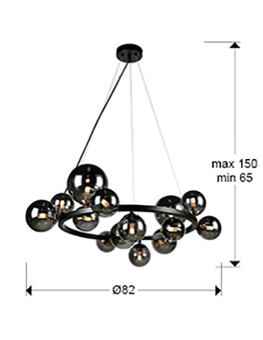 LÁMPARA 14 LUCES ASTROS NEGRO
