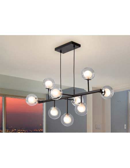 LÁMPARA 9 LUCES ALTAIS NEGRO Y CROMO