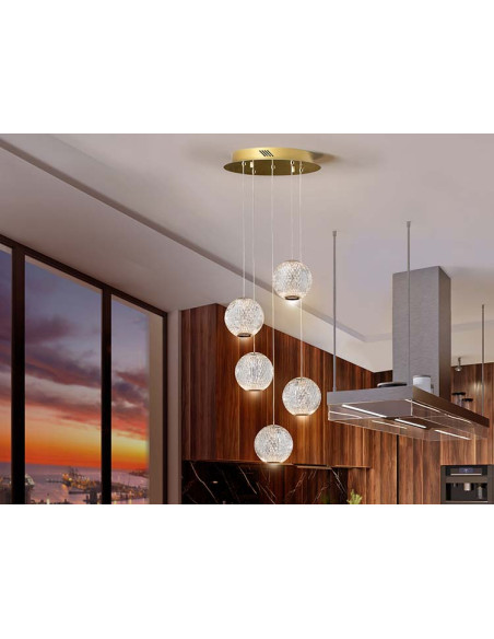 LÁMPARA 5 LUCES LED AUSTRAL ORO Ø32