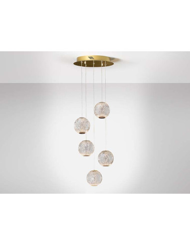 LÁMPARA 5 LUCES LED AUSTRAL ORO Ø32