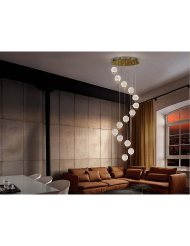 LÁMPARA 14 LUCES LED AUSTRAL ORO Ø50
