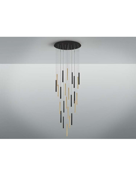 LÁMPARA VARAS ORO Y NEGRO 25 LUCES