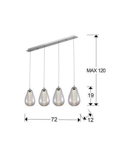 LÁMPARA TACCIA 4 LUCES LED CROMO